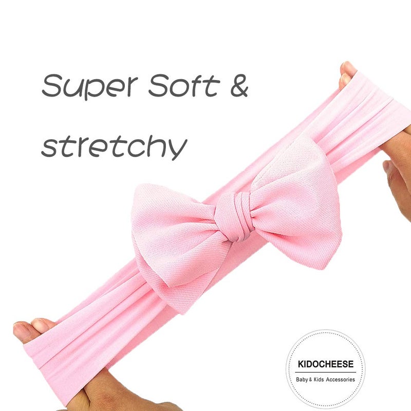 KIDOCHEESE Hairband, Baby Girl Bows Nylon Headbands with Bows, Handmade Hairbands Elastics Hair Accessories for Newborn Infant Toddlers Kids, 5 Pcs(KK69-01) - Image 2